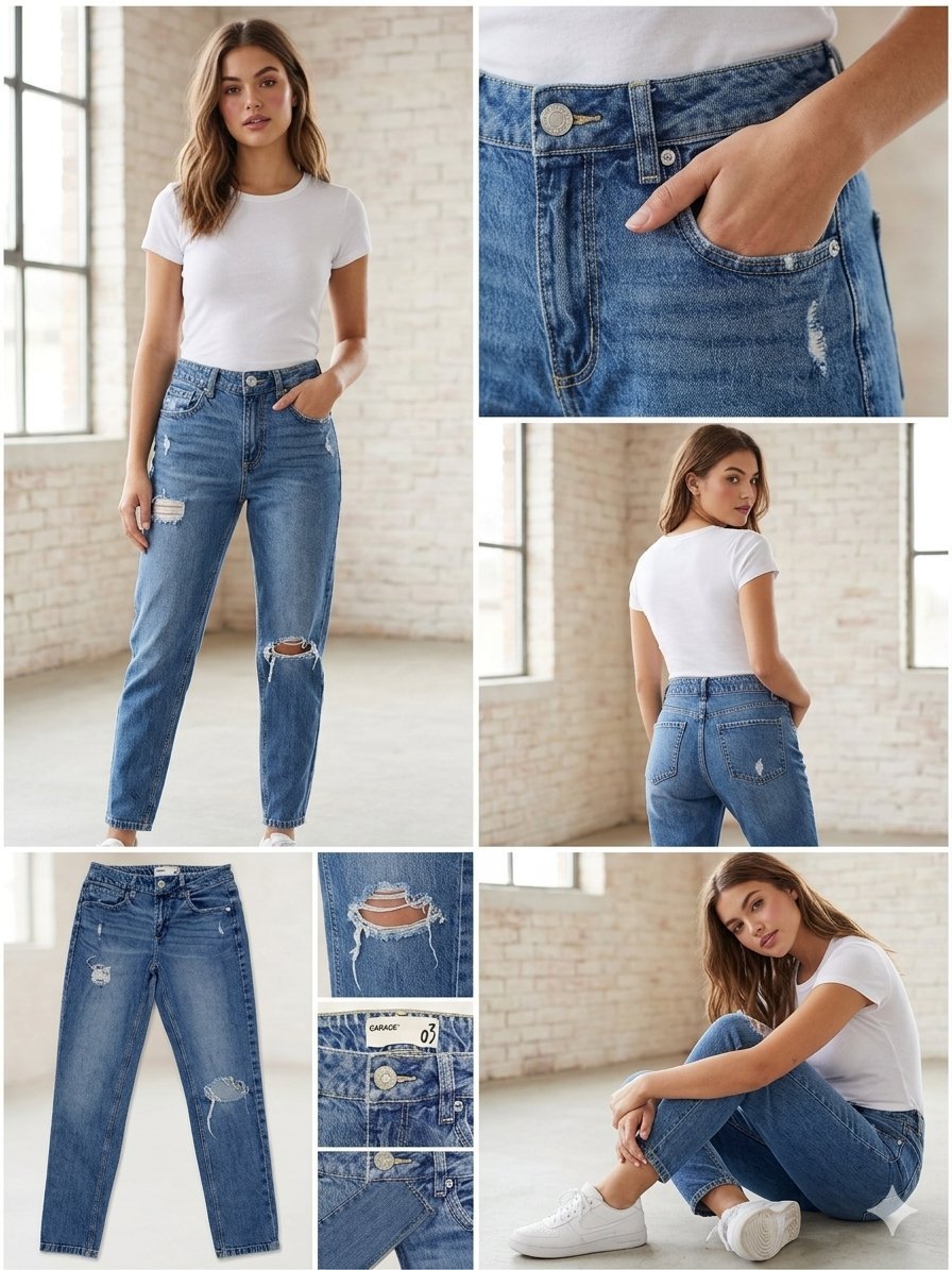 Jean GARAGE "Mom Fit" Délavé – Taille 03 (34/36) – État Impeccable #Djean Excellent 👌❤️✨