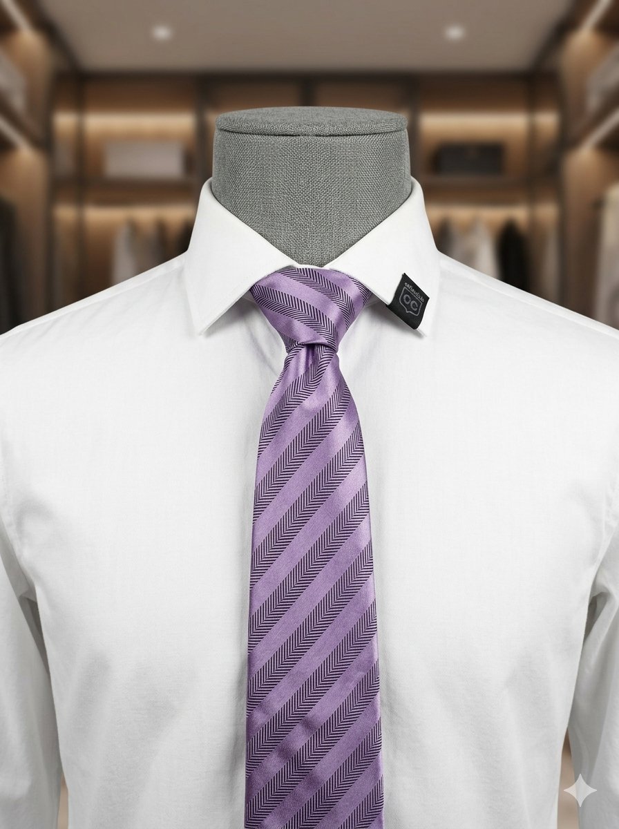Cravate Celio Club 100% Soie - Violette à Chevrons - NEUVE (DT 49.900)
