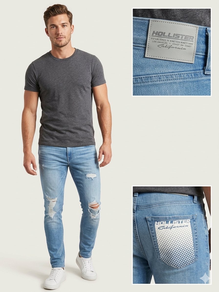 Djean HOLLISTER ​"Stacked Skinny" Style Californien - ​État Excellent comme neuf - Taille W30 L32 (38/40 FR) 