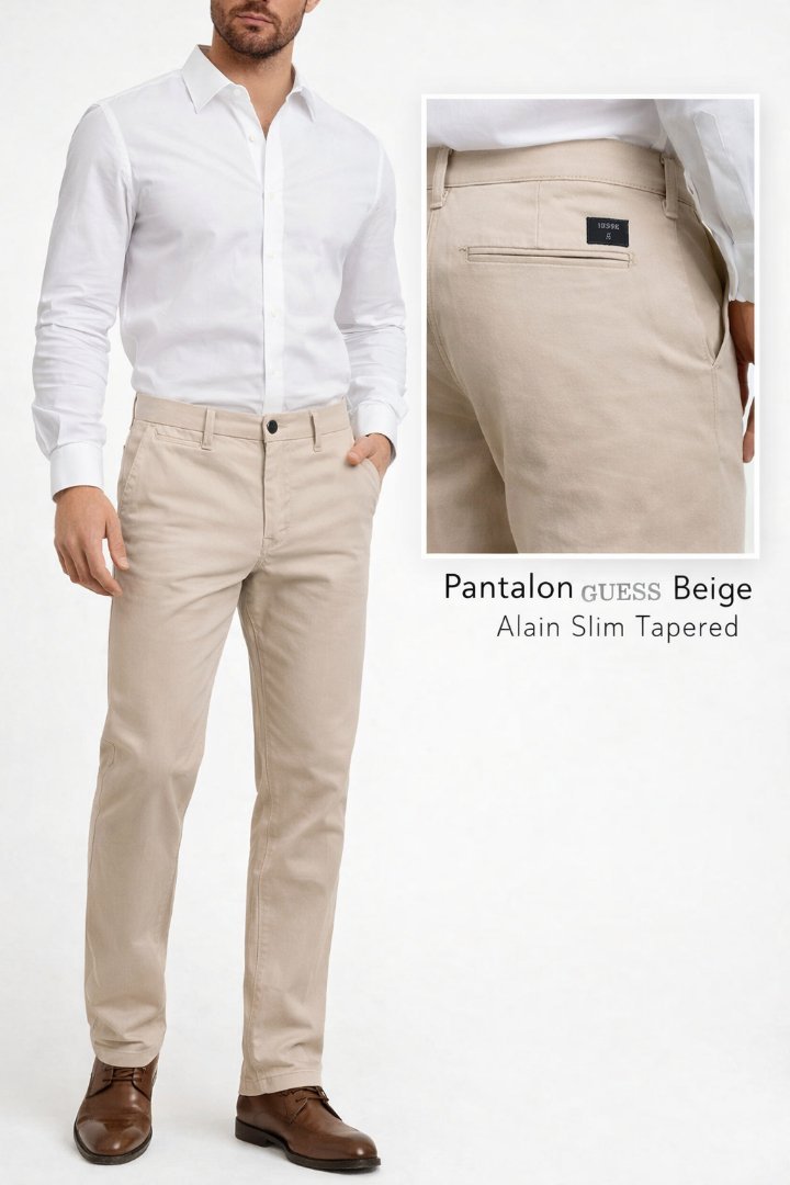 🩶 Pantalon d’Exception GUESS — Alain Slim Tapered Neuf jamais porté #Coupe | Slim, fuselée vers le bas | | Matière Principale | 98% Coton – 2% Spandex | | Couleur | Beige clair | | Taille | US 31 / EU 40 #Guess #PantalonBeige #StyleChic #SlimTapered