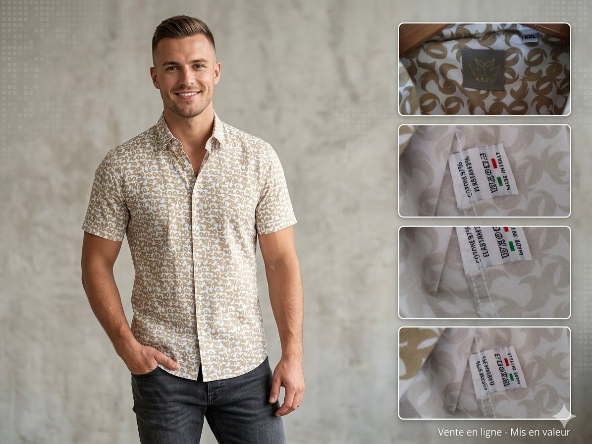 Chemise Italienne ARTU – Motif Signature – Taille XXL (Coupe Ajustée) Très bon état comme neuf #Artu #MadeInItaly #CotonStretch #ChemiseLuxe #ModeHomme #XXL