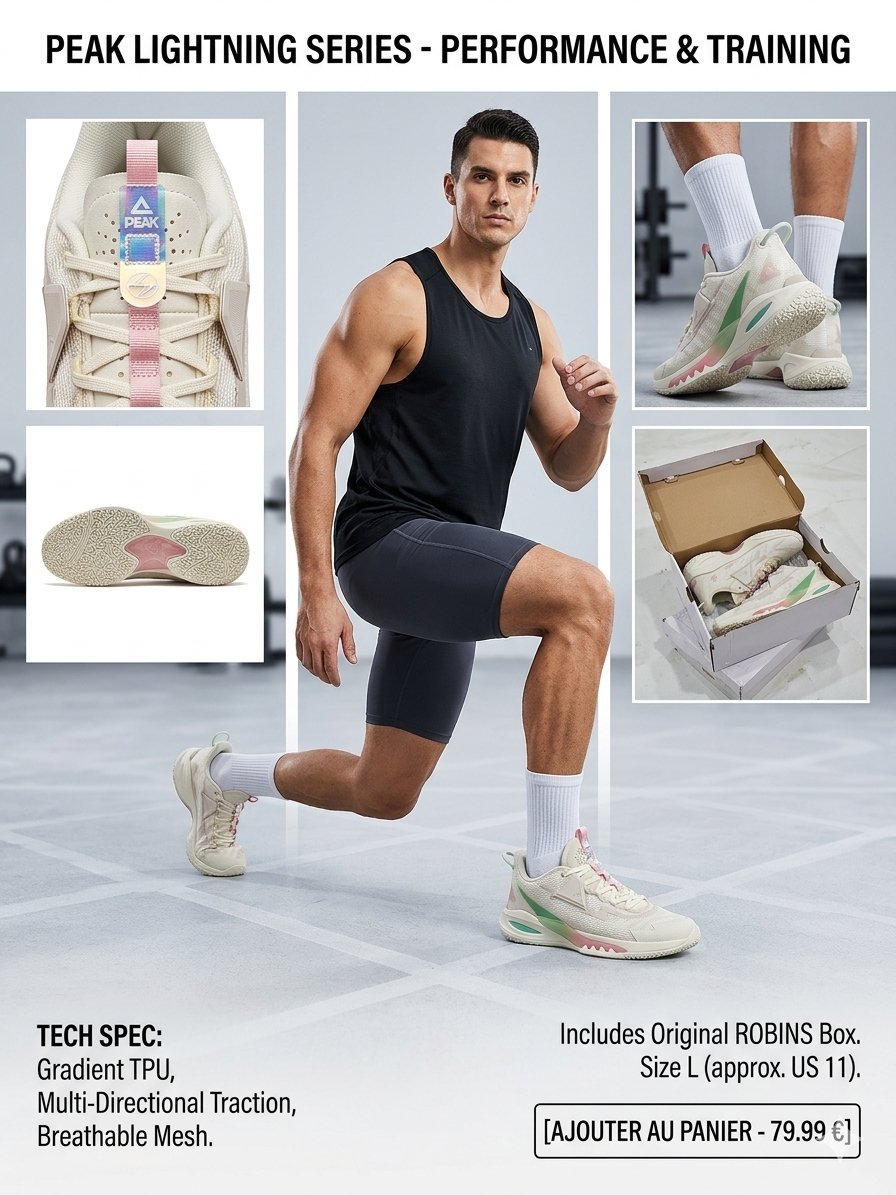 👟 Baskets Performance PEAK Lightning (État Neuf) – Fitness / Basket