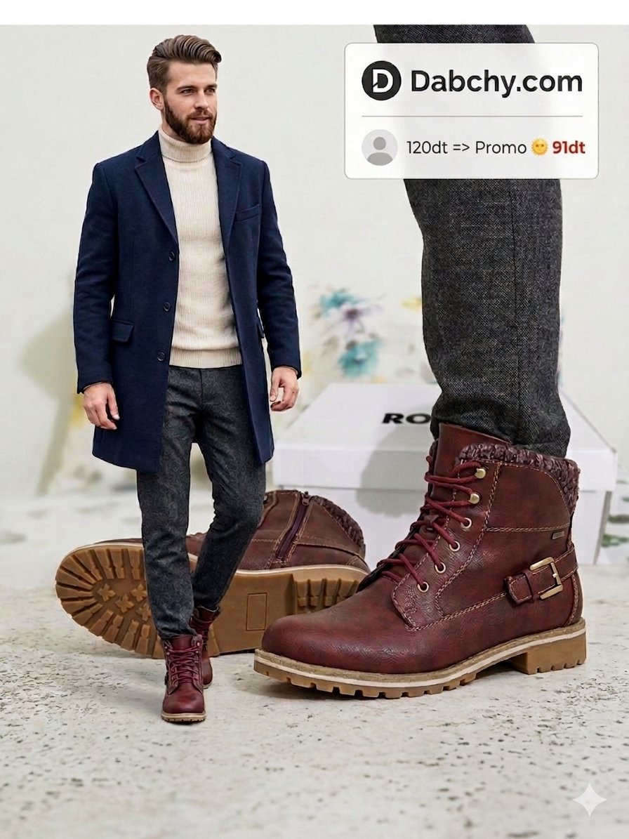 Boots Bama-tex P42 - Bordeaux (Cuir & Confort) 🍷 État excellent ✨🌟
