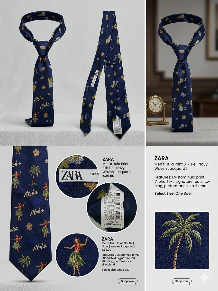 Cravate ZARA Classique & Élégante – Petits Motifs Floraux Jaunes et Gris