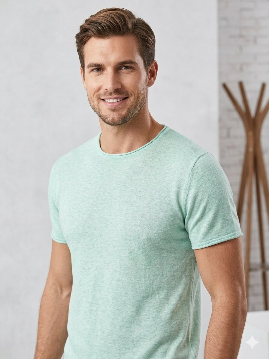 T-shirt Zara Man Basic - Menthe chiné - Taille XL Excellent état comme neuf 