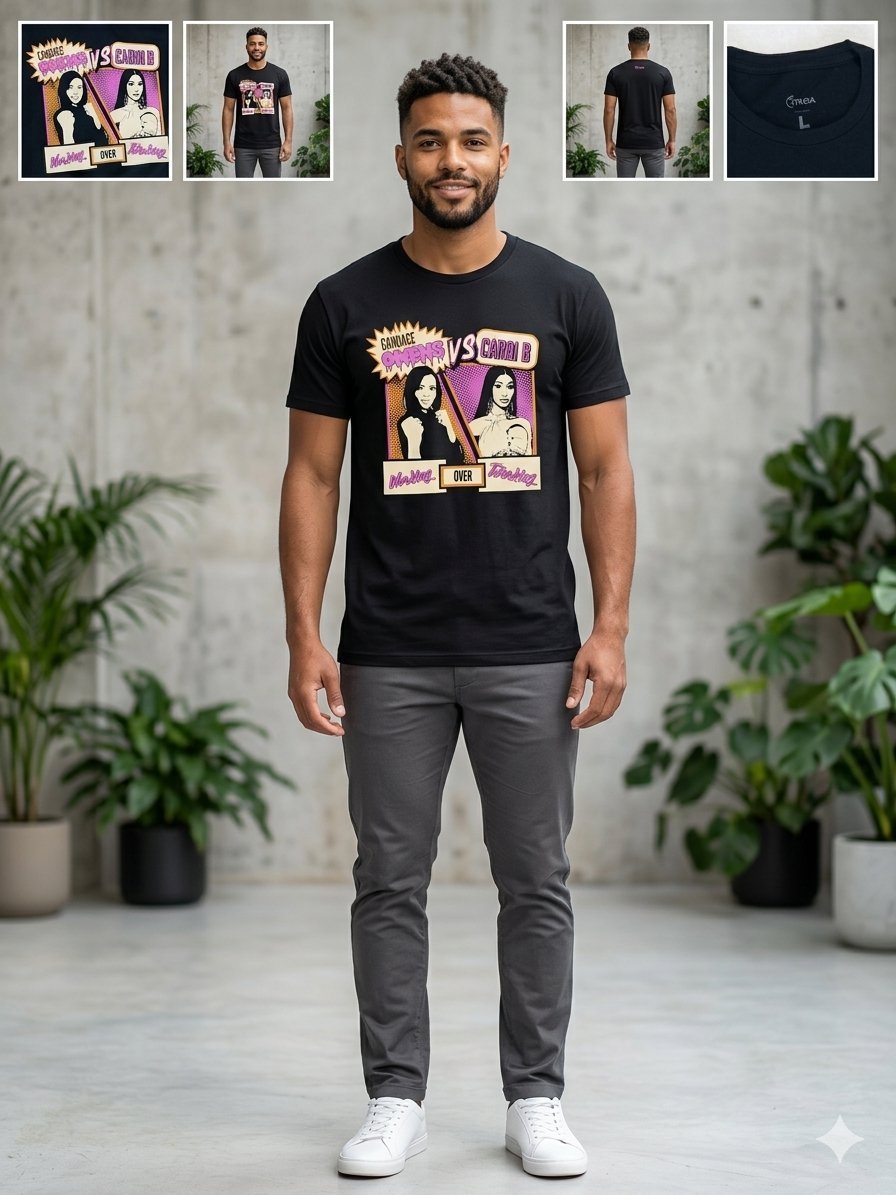 T-shirt graphique noir "Candace Owens vs Cardi B" - Taille L #Cadri B Lovers/Fans Enjoy it