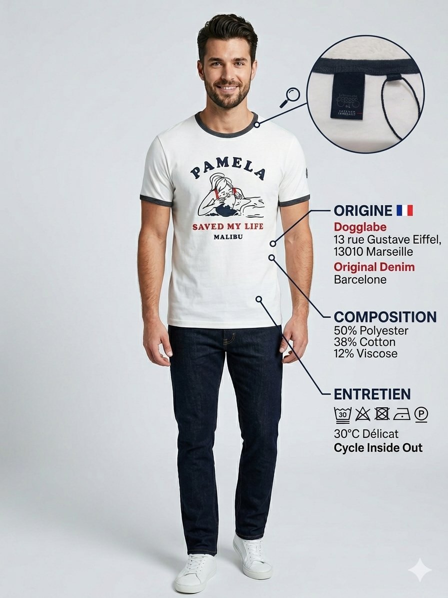 🍒 VINTAGE : T-shirt Japans Rags by Le Temps des Cerises "Pamela Saved My Life" 🍒 Taille M Regular / convient à L cintrée - État Neuf avec étiquettes