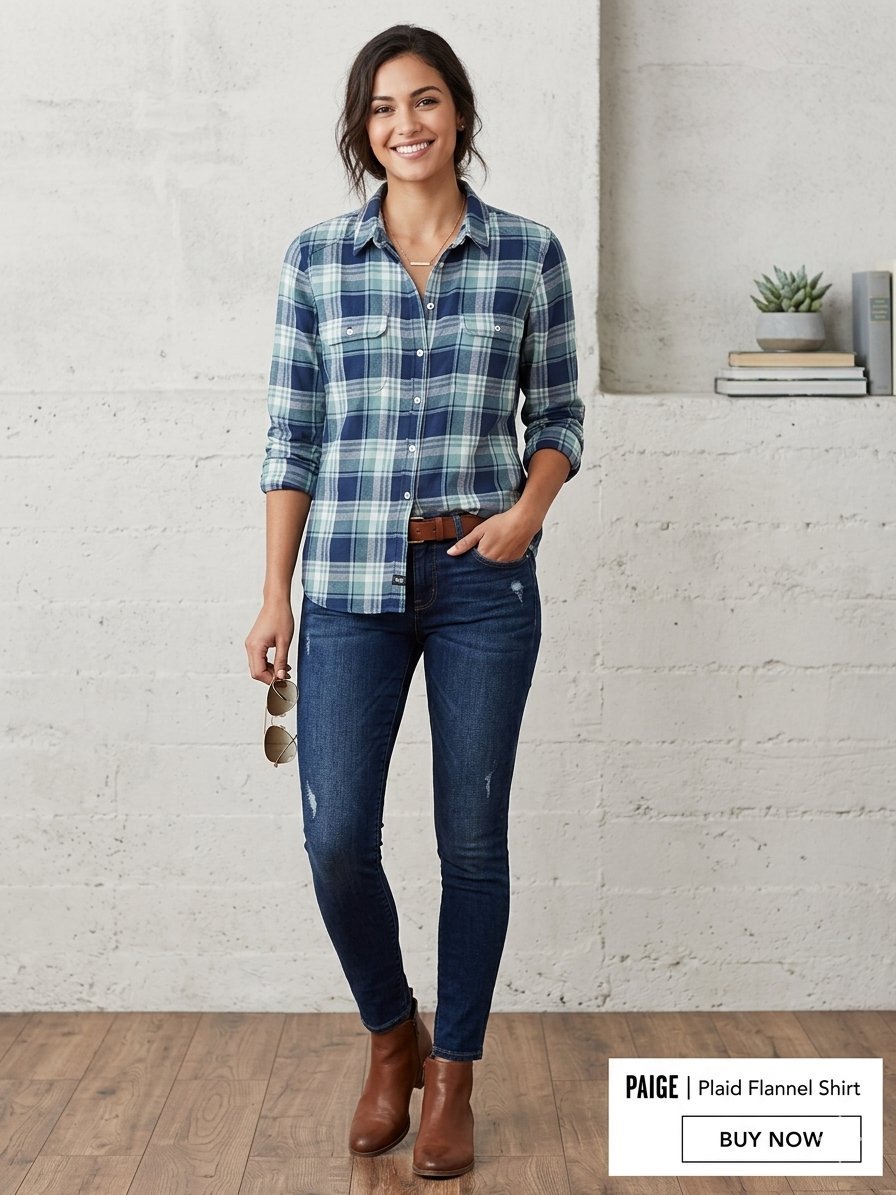 Chemise luxueuse PAIGE (US Brand) en flanelle - Style décontracté chic - Taille L - Excellent état ✨