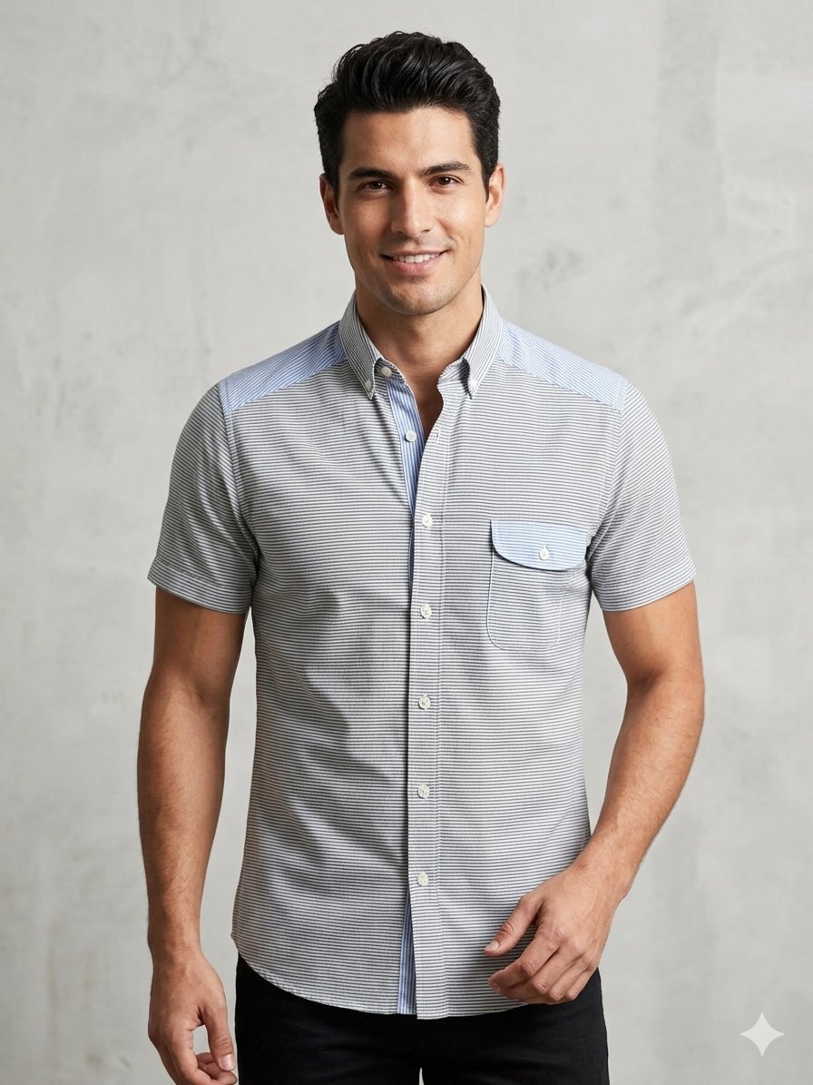Superbe Chemise d’été manches courtes à rayures (Style Casual) - Taille M Très bon état chemise de luxe ​#ChemiseHomme #ChemiseEte #ManchesCourtes #StyleCasual #ModeHomme #DabchyTunisie #VideDressingTunisie
