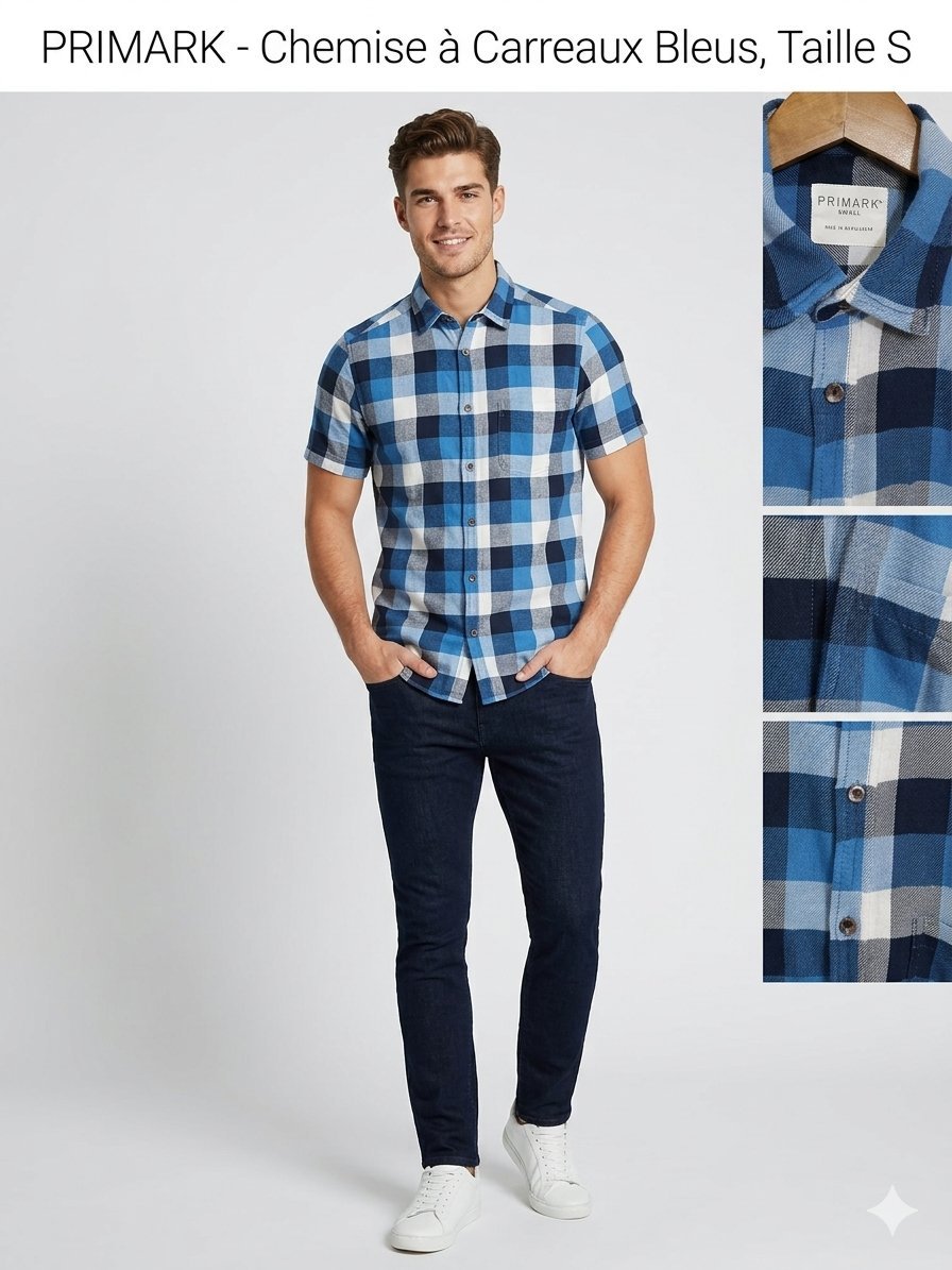 Superbe Chemise Casual à Carreaux - Primark - Taille S #ModeHomme #Primark #ChemiseHomme #LookCasual #ModeResponsable #StyleEtEte