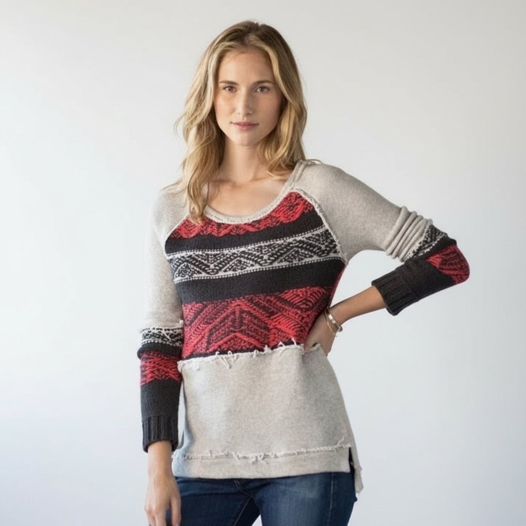 Superbe Sweat-shirt KangaROOS® Original – Patchwork Ethnique & Détails Premium – État Nickel