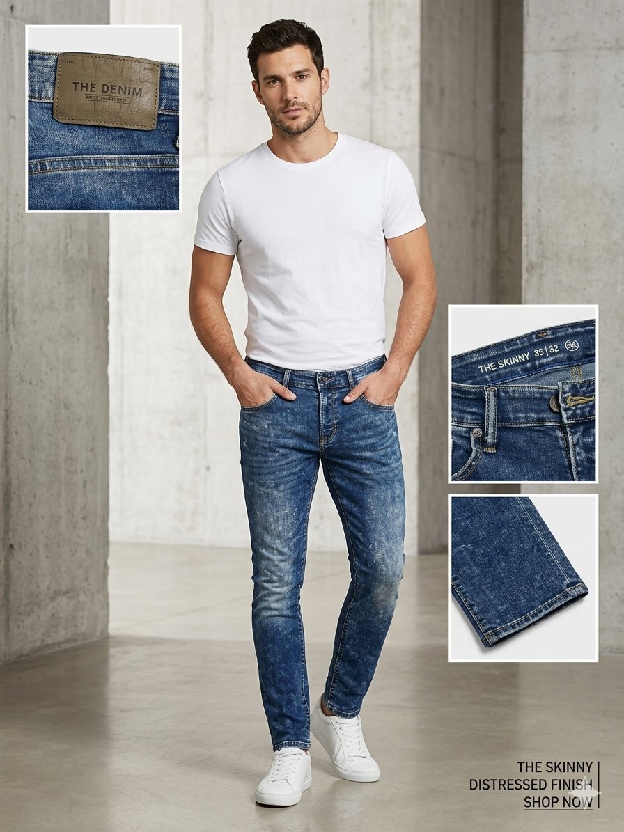 Jean Skinny "Performance Stretch" - C&A - Bleu effet délavé #Dabchy #JeanSkinny #ModeHomme #DenimStyle #CasualLook #PerformanceStretch #ModeTunisie