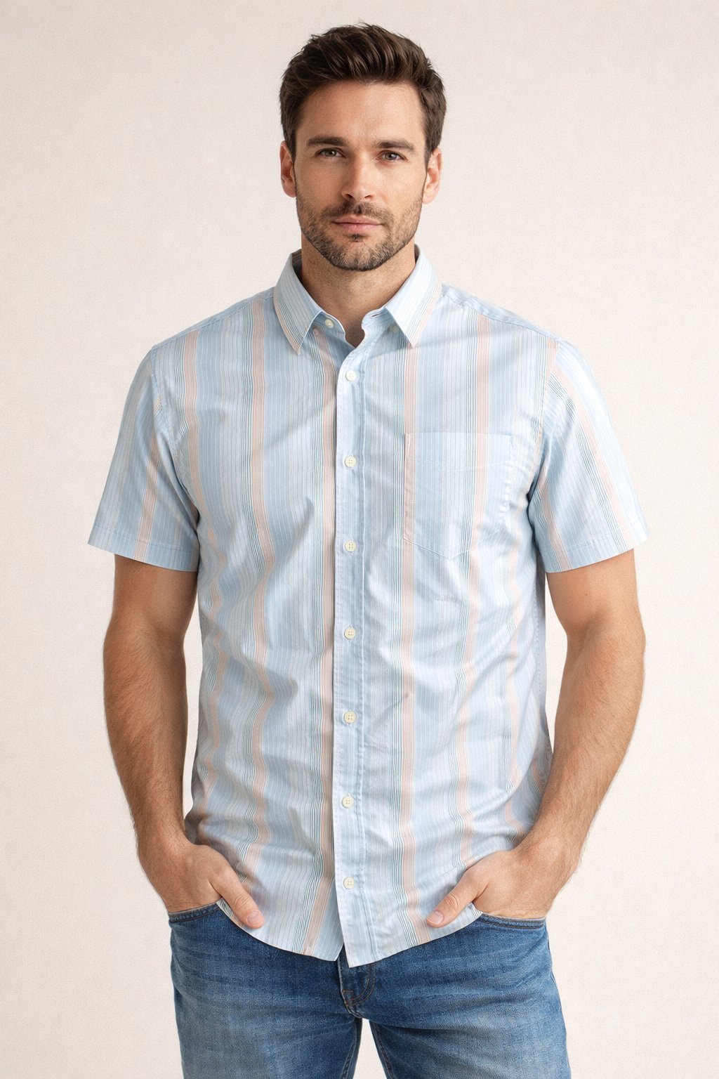 Très belle Chemise GAP Classic Fit — 100% Coton — Rayures Pastel - Taille S Regular Fit (M ajustée)- Excellent état
