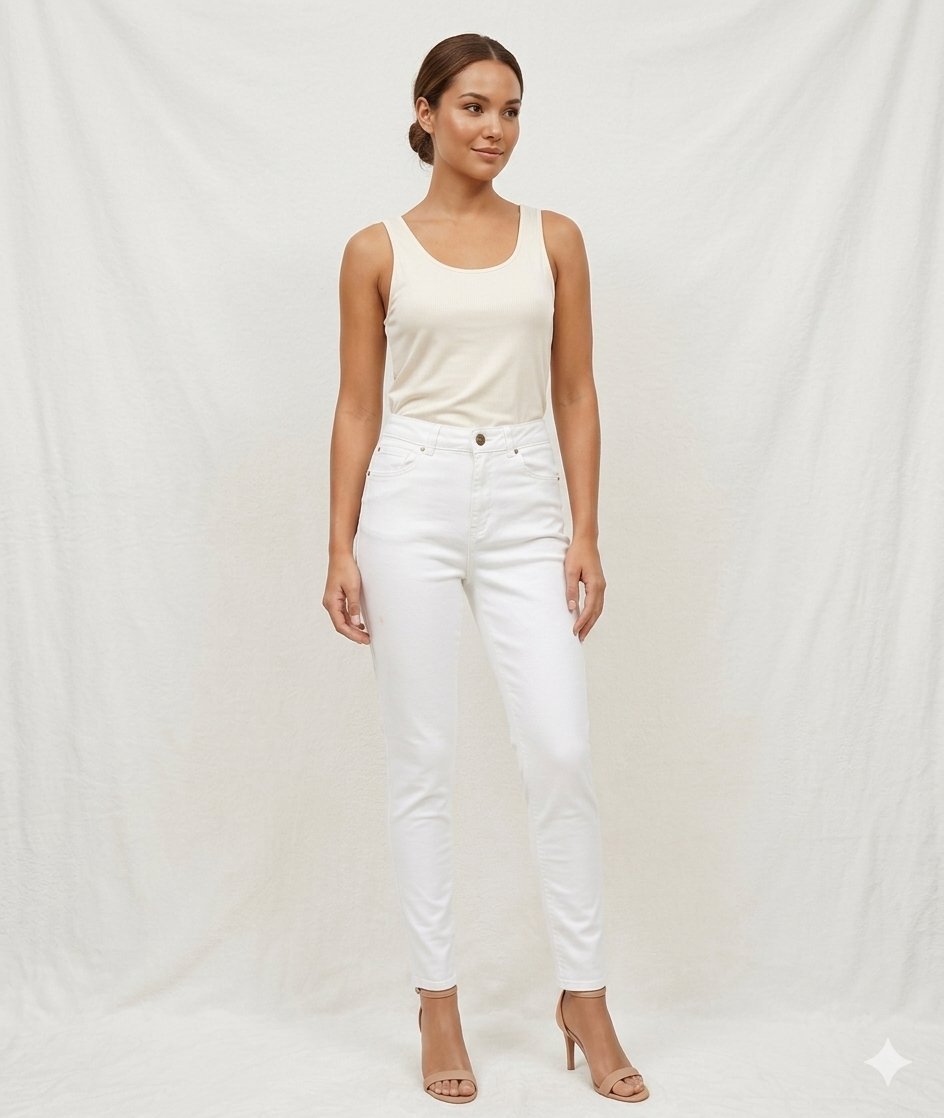 Jean Blanc Taille Haute Miss Selfridge - Coupe Droite Ajustée 98% Coton 2% Élasthanne Taille W28 L32 excellent état ✨