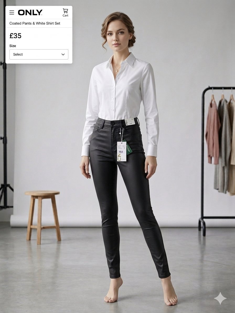 ONLY Pantalon Skinny Noir Enduit Taille Haute - Look Simili Cuir ✨ Neuf avec étiquettes