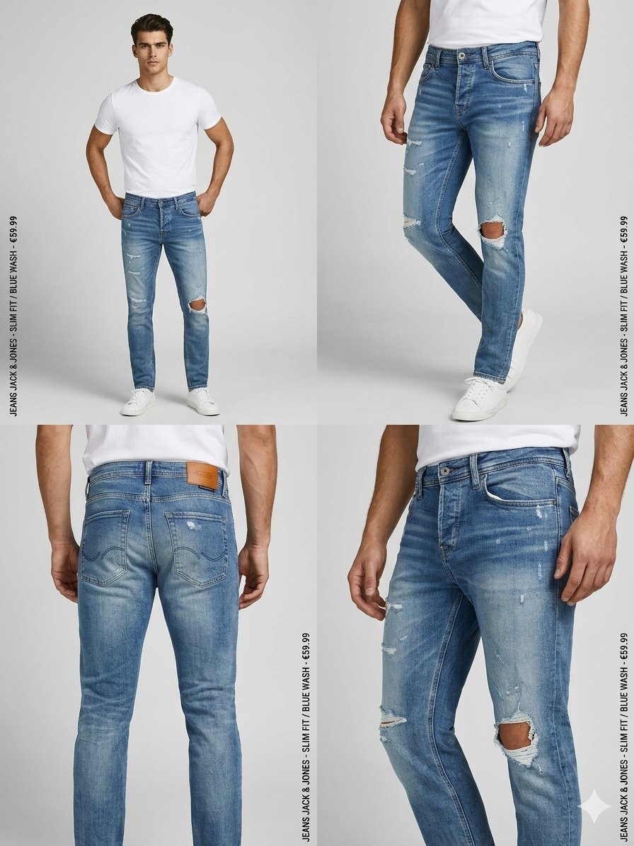 Premium Jean Slim Fit Jack & Jones – Effet Délavé et Destructuré - T32-32 Excellent état ✨