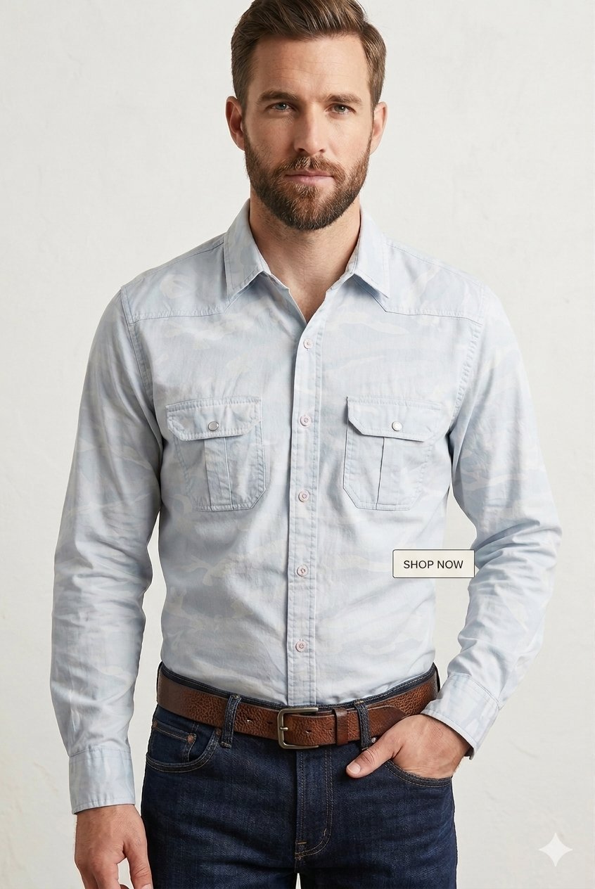 🔥 PÉPITE LOOK WESTERN CASUAL CHIC !🔥 Chemise Western Camo Clair • WATCHLER NYC Original• Taille L Coupe ajustée confortable - État Neuf #Watchler #ChemiseHomme #StyleWestern #CamoClair #CasualChic #ModeHomme #VideDressingTunisie #DabchyHomme