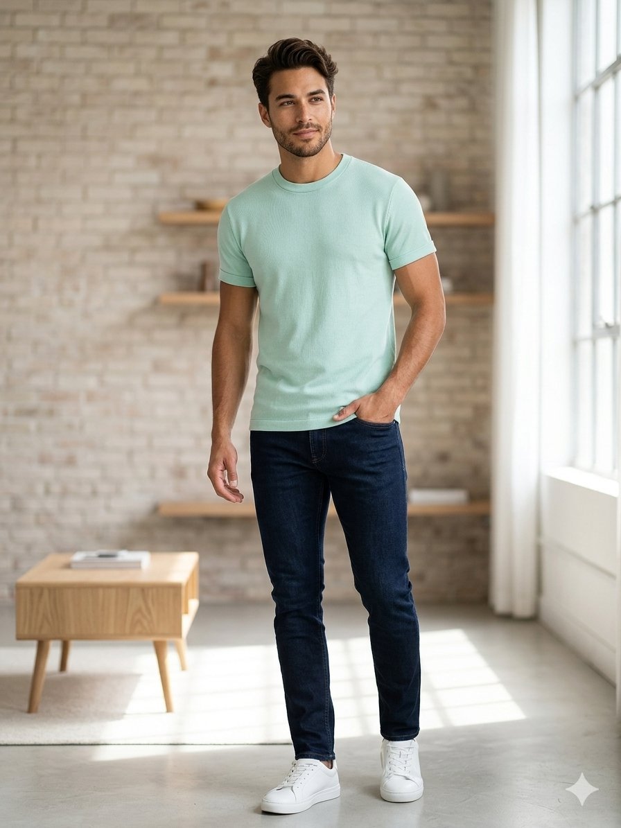 T-shirt Homme Zara Vert Menthe - État Impeccable #Zara #TshirtHomme #VertMenthe #ModeHomme #Dabchy #VideDressing #Streetwear #LookEstival