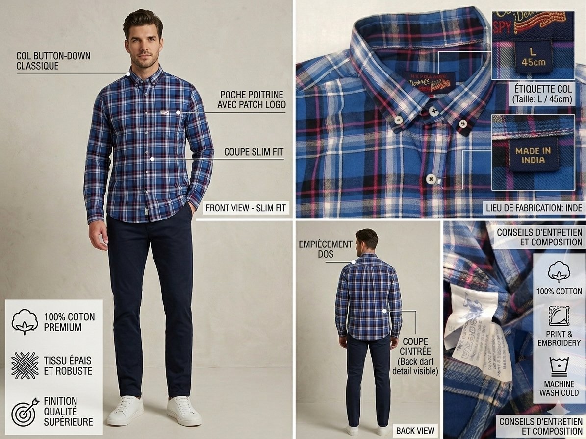 Chemise U.S. Polo Assn. Denim Co. Authentique (100% Coton) – Taille L (Slim Fit) État impeccable comme neuf