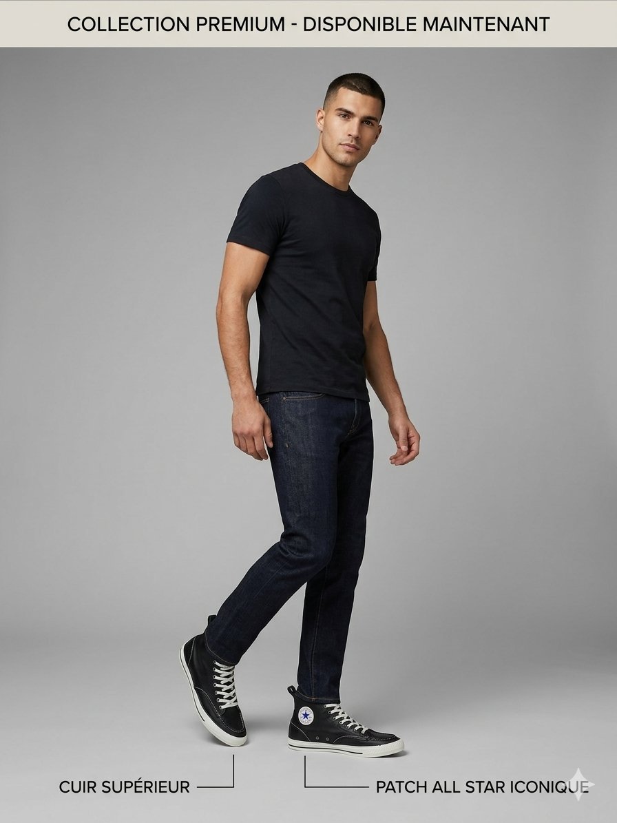 Converse All Star Cuir Noir Style Moc-Toe - Rare - T [42.4] Très bon état ✨