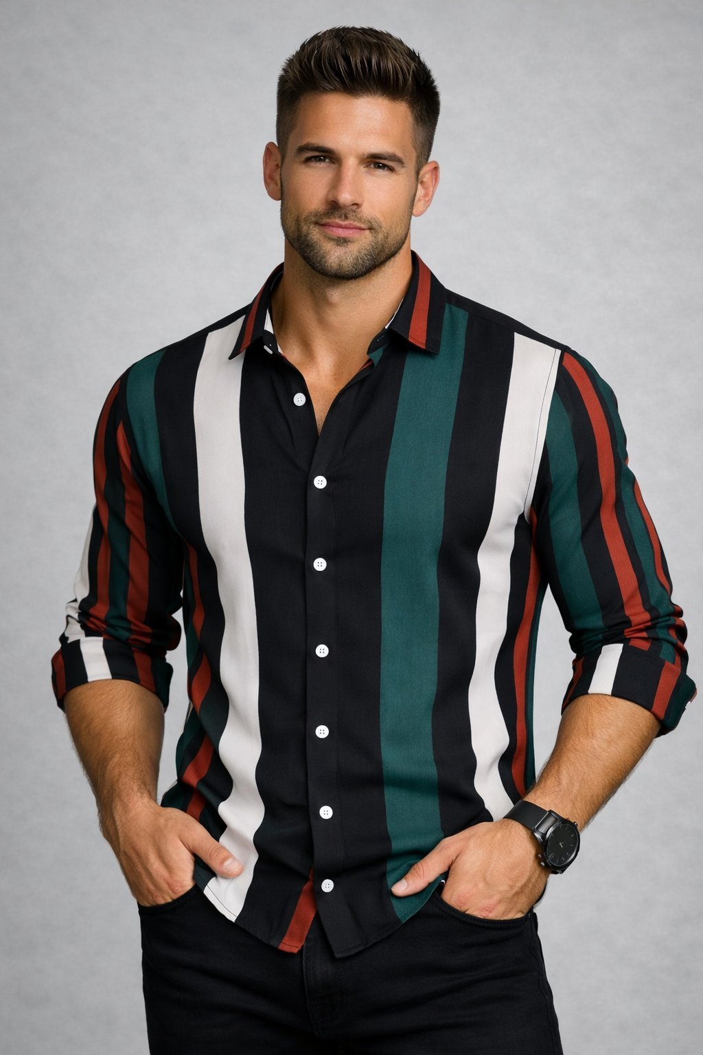 👔 Chemise Zudio à Rayures Verticales Multicolores - Taille L - 💯 Viscose - Très bon état ✨🌟 Tissu léger et respirant
