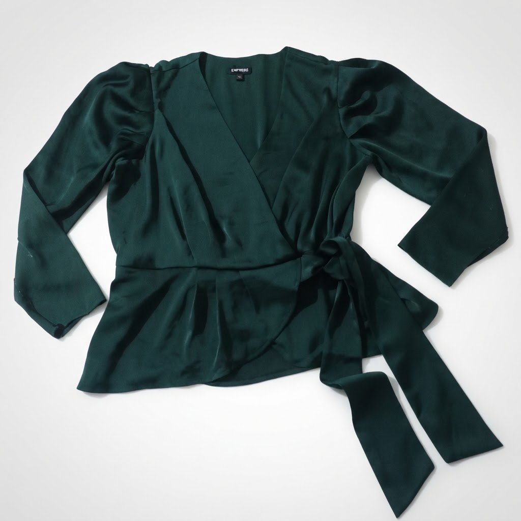 Blouse croisée,cole V avec papillon  🦋 du côté  taille 44