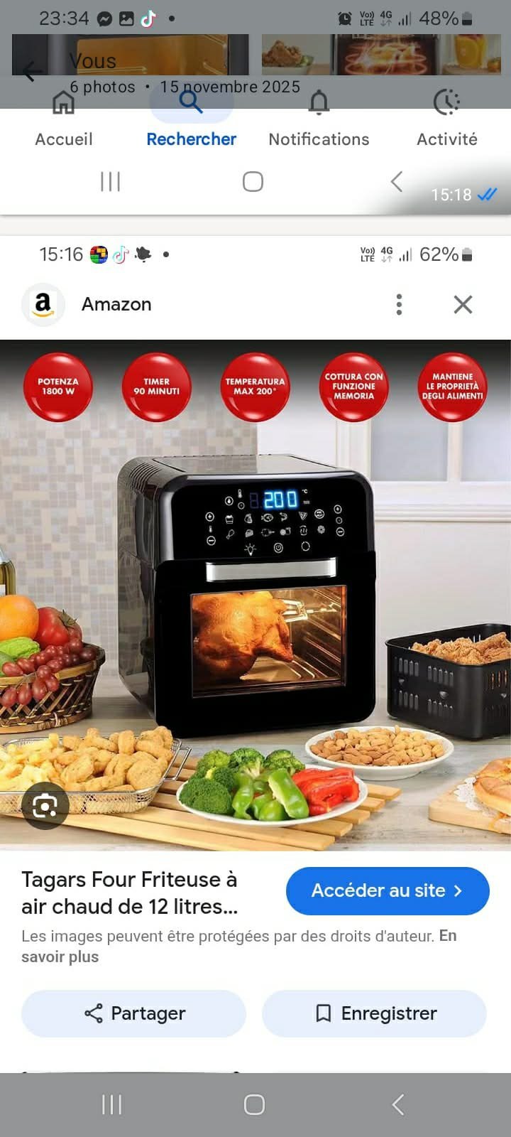 Friteuse sans huile de 12 litres, d'une puissance de 2000W