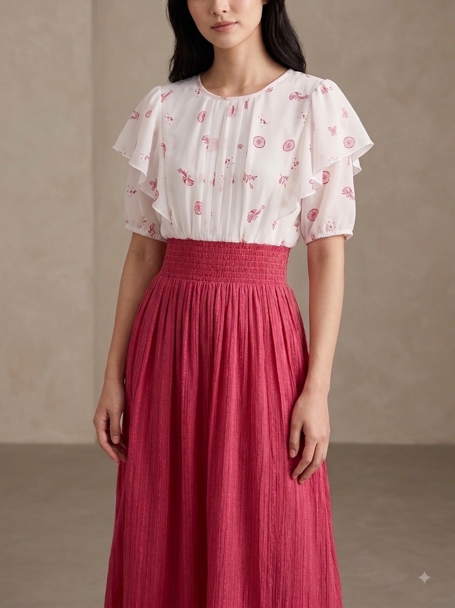 Robe rose et blanc