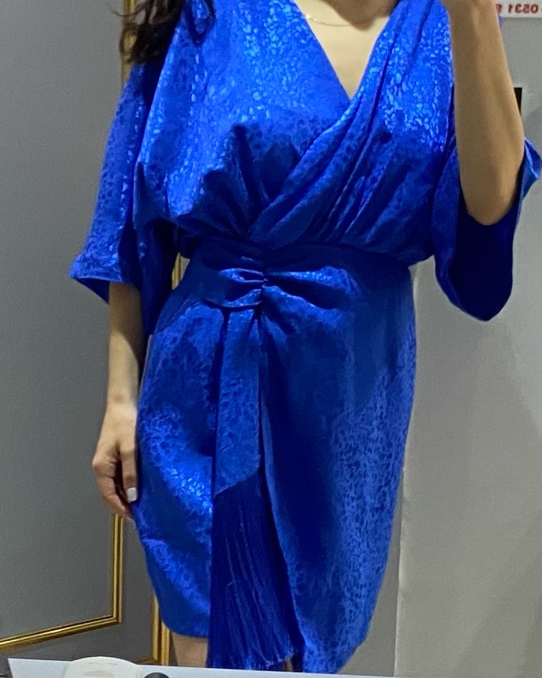 Robe bleu roi jaquard marque ipekyol en soie taille 36 