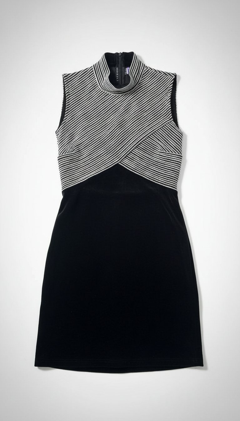 Robe  soirée noire ajustée avec une touche gris clair 