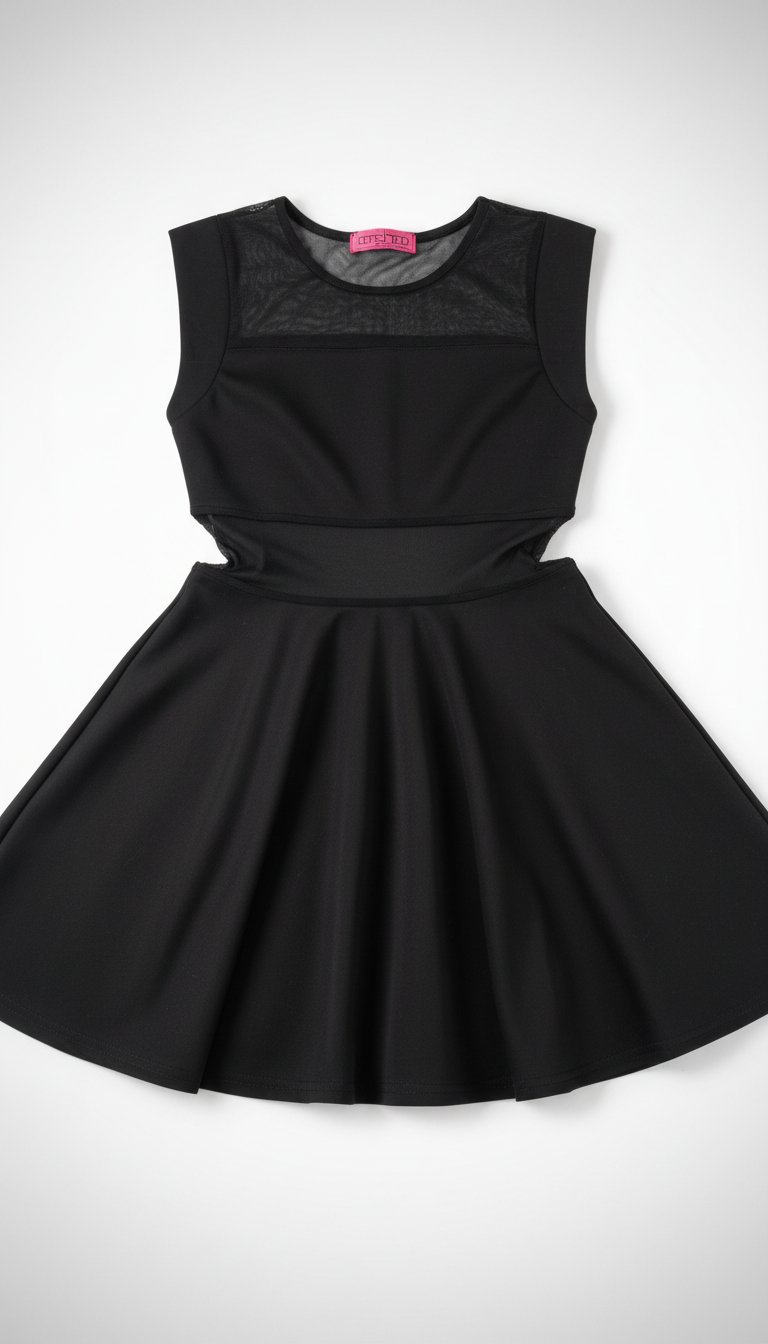 Robe noire style de princesse avec des touches de dontelle