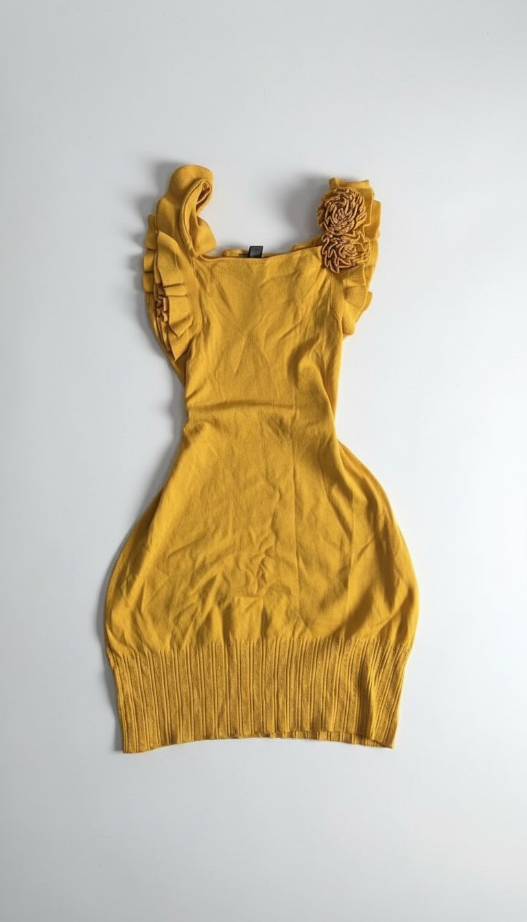 Robe ajustée jaune moutarde 