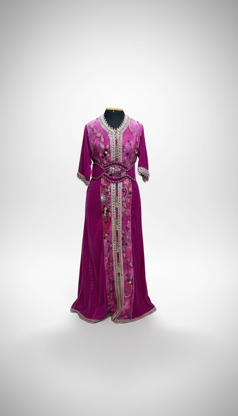 Caftan en velour de soie