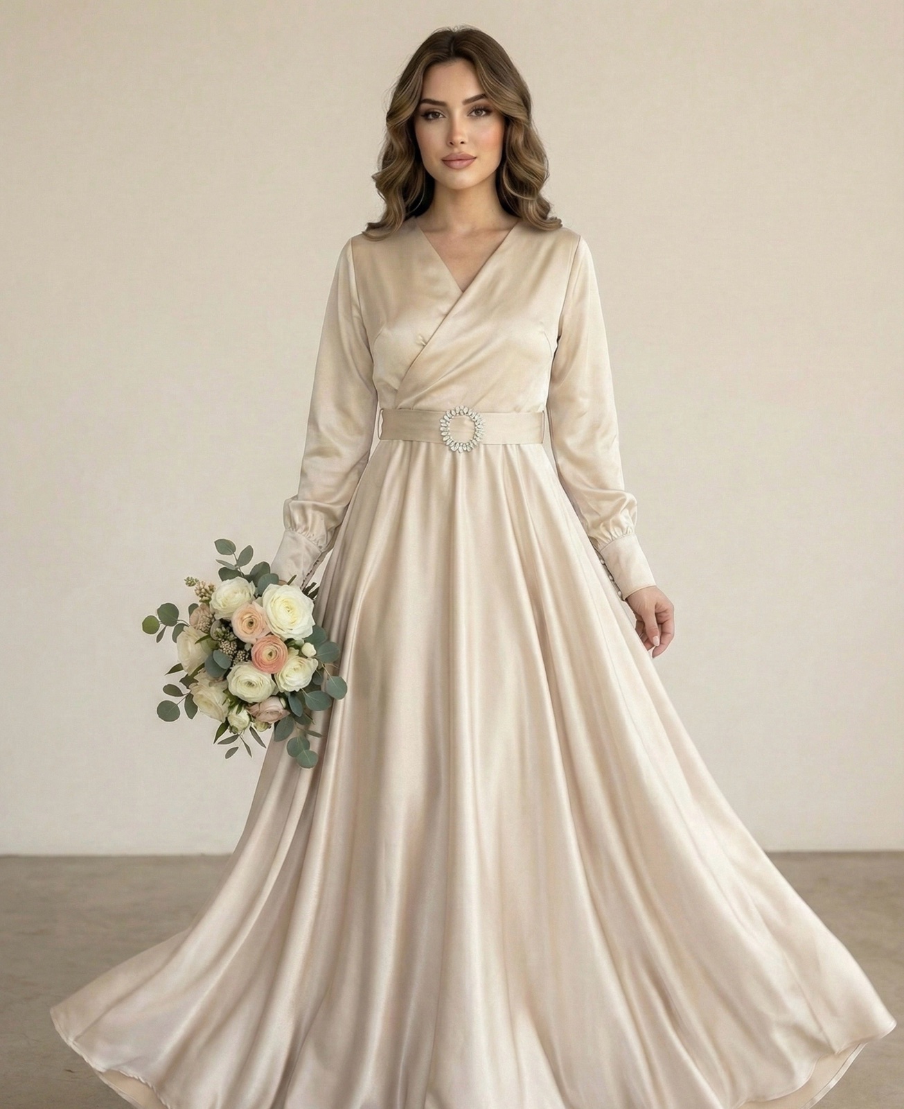 Robe satin beige fiançailles 😍🔥