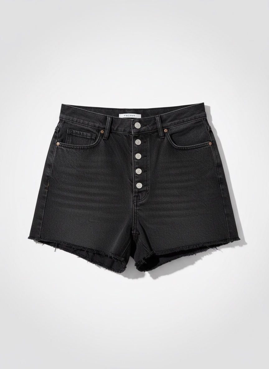 Short jean noir taille haute