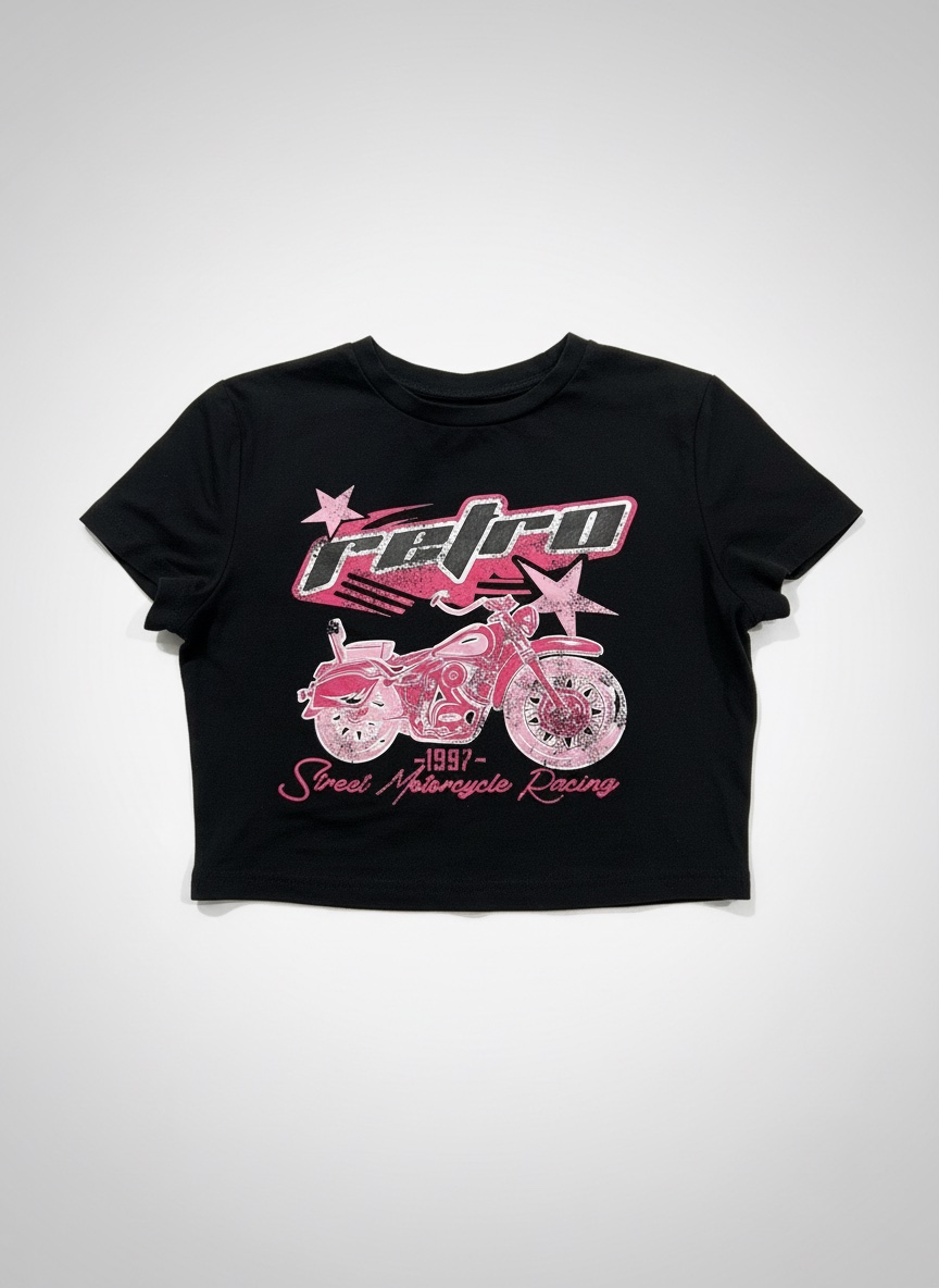 Crop top noir shein avec motif