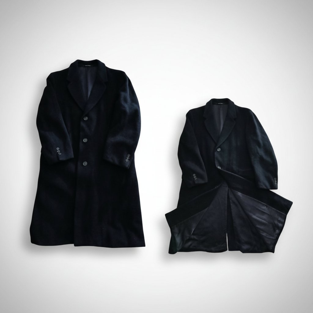 Manteau bleu marine en laine et cachemire 