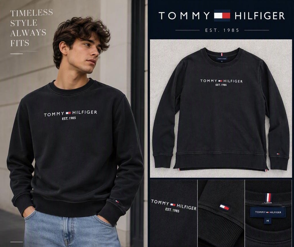Sweat Tommy Hilfiger Noir Logo Brodé