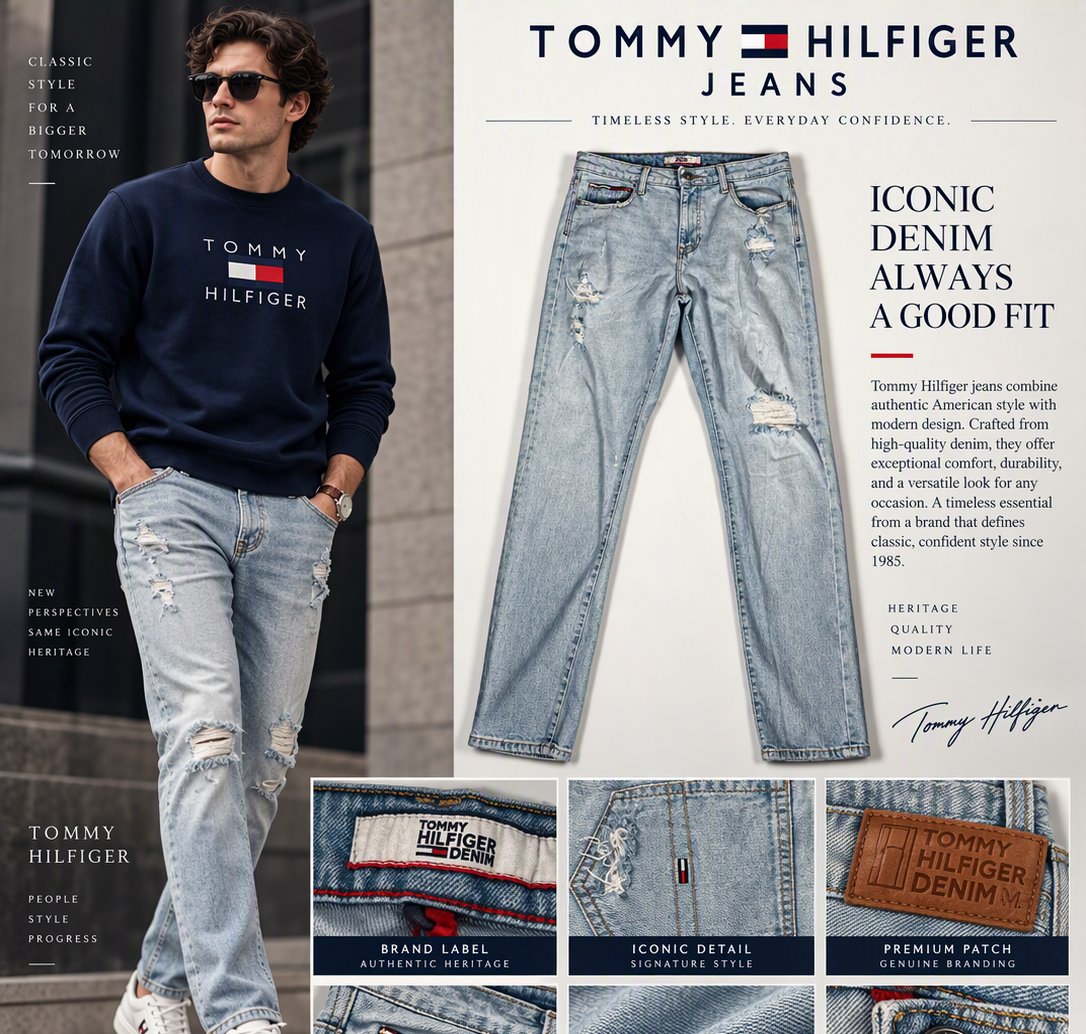 Tommy Hilfiger Denim – Jean homme effet délavé destroy