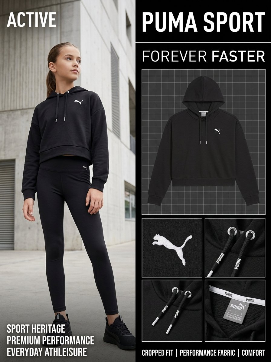 Sweat à capuche / Crop top Puma noir – Fille