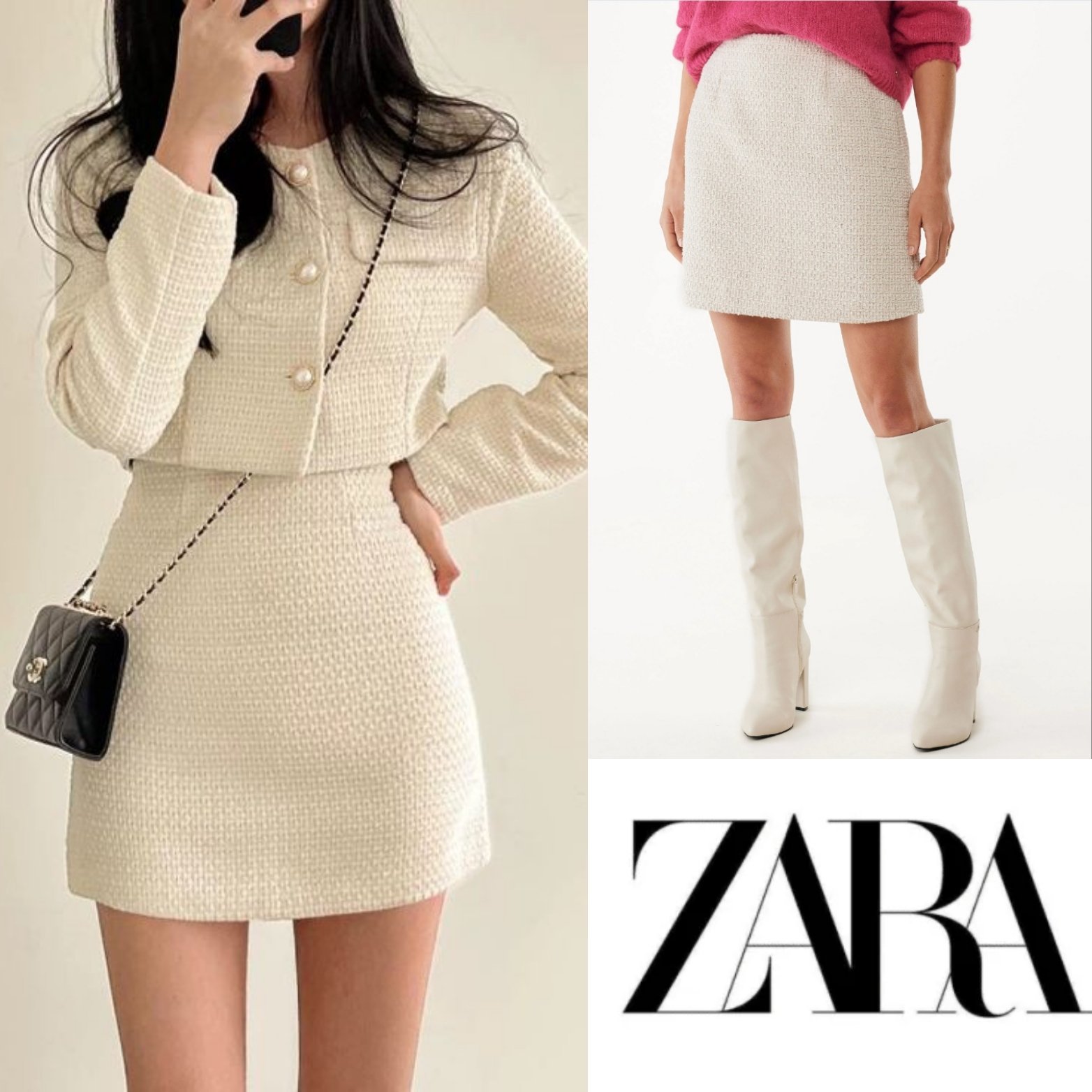 Jupe zara en tweed tendance