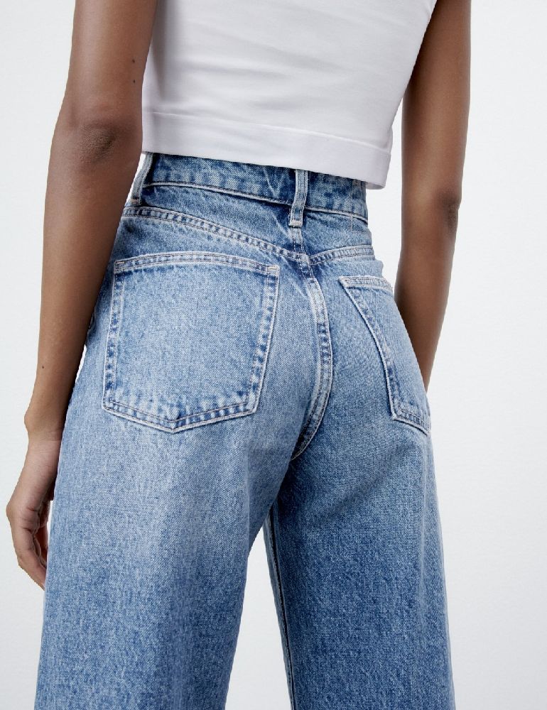 jean blanc large femme zara