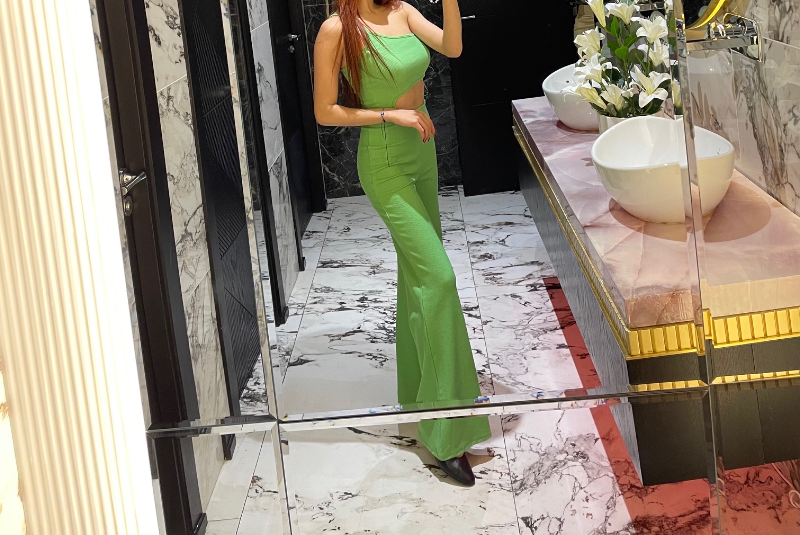 Ensemble vert côtelé, 