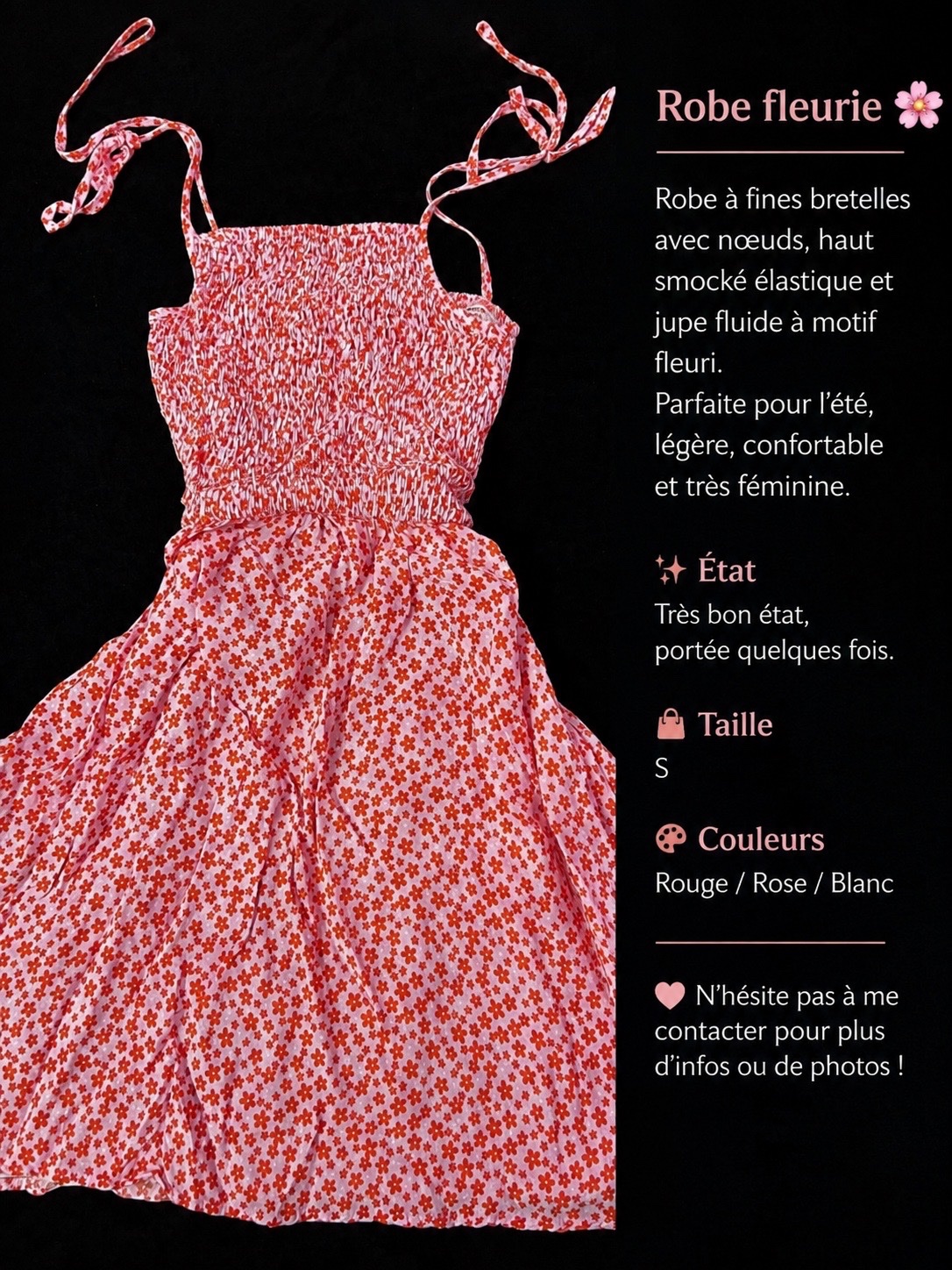 Robe fleurie à fines bretelles avec noeuds