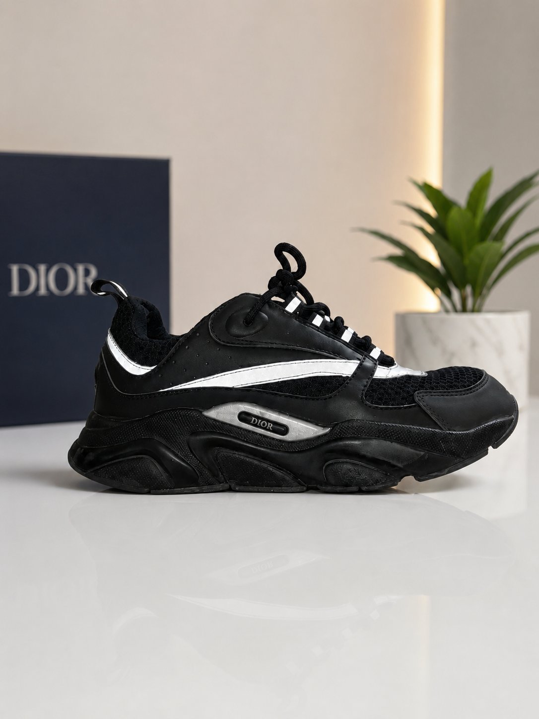 Dior B22 Noir Réfléchissant – Baskets