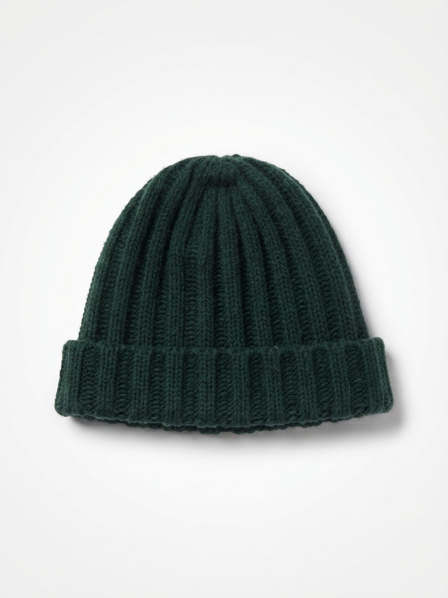Bonnet fait main en tricot – Vert foncé