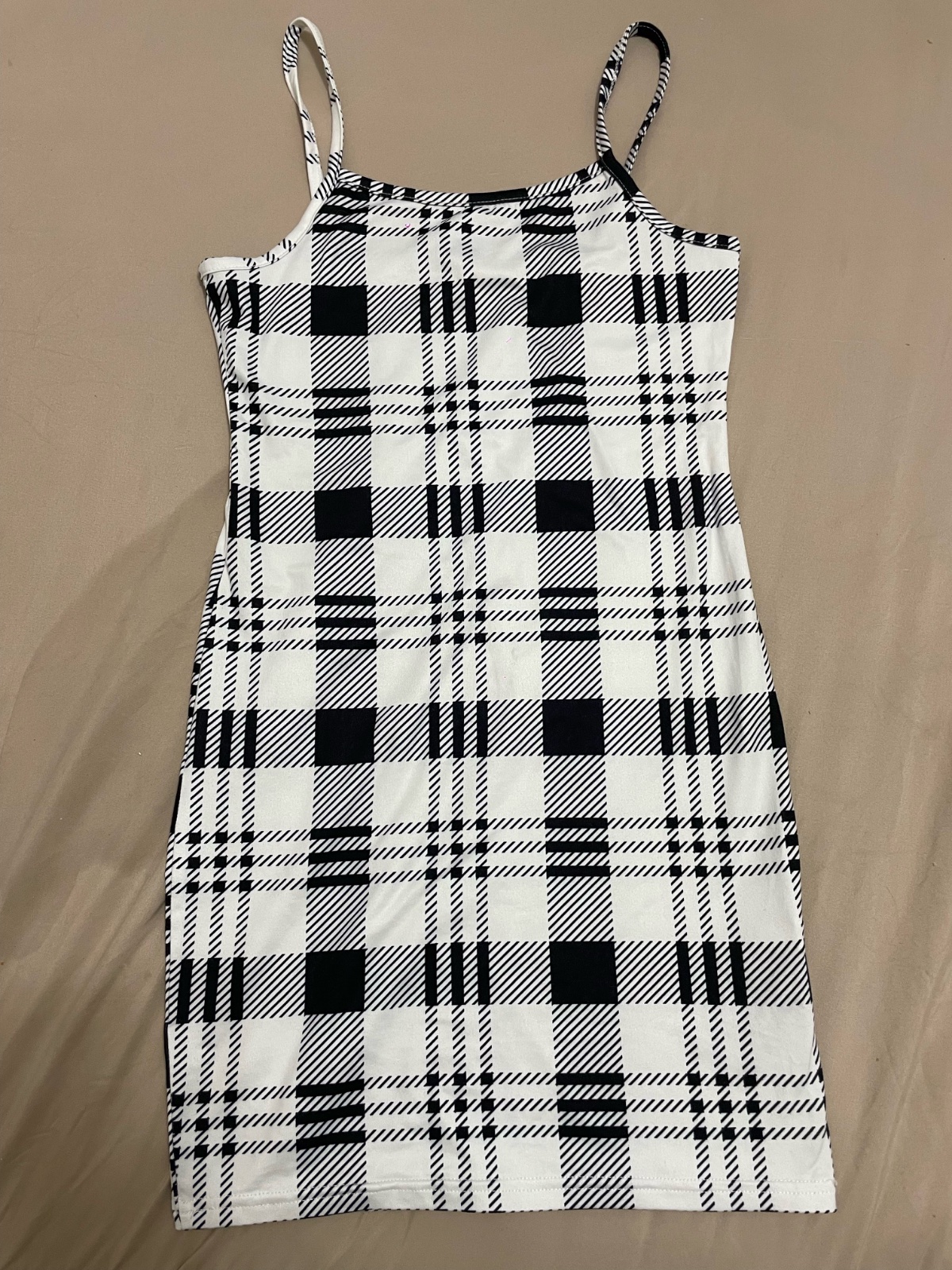 SHEIN black-and-white plaid cami dress