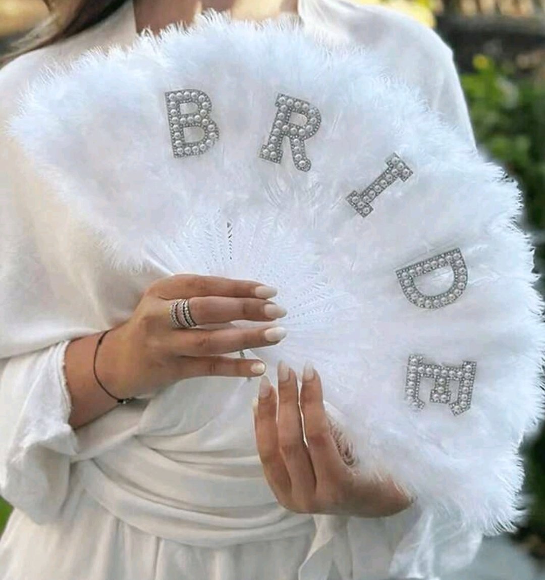 Eventail plumes et perle bride 