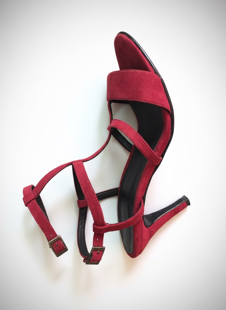 Sandales à talons hauts effet suédine rouge - ZEN - Taille 39