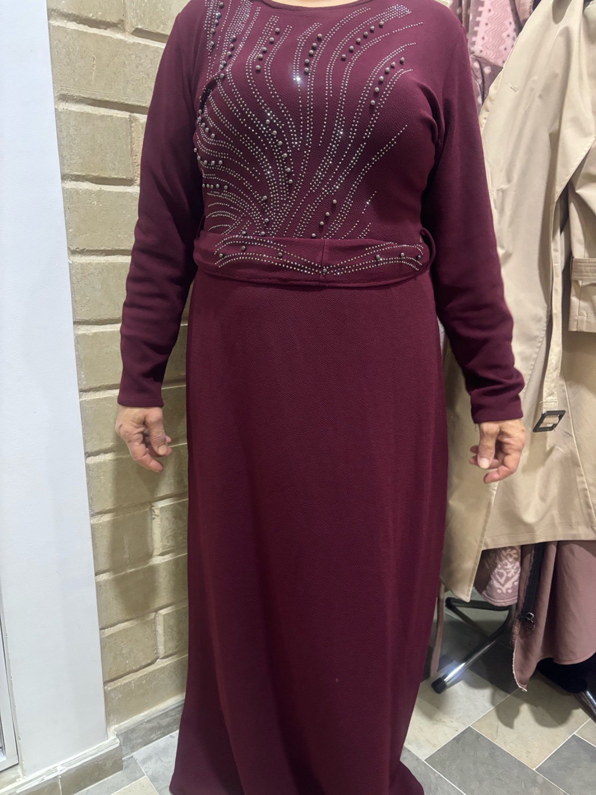 Robe longue avec gilet burgundy